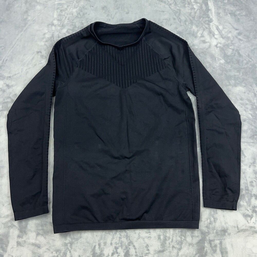 Fabletics Sync Seamless Long Sleeve Top Womens Size M Black Activewear Workout